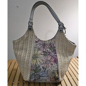 Sakroots Women's Roma Shopper purse Multi-Floral Straw NWOT Cottagecore , Boho